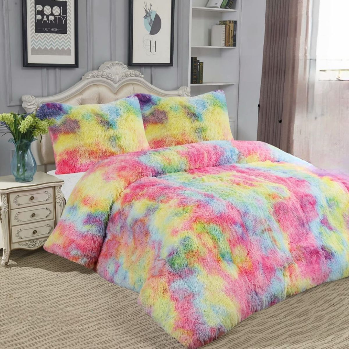 GENERICO - COBERTORES PELUDOS CAMA 2.5 PLAZA MULTICOLOR ARCOIRIS