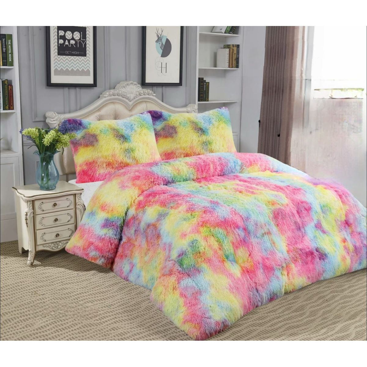 GENERICO - COBERTORES PELUDOS CAMA 2.5 PLAZA MULTICOLOR ARCOIRIS