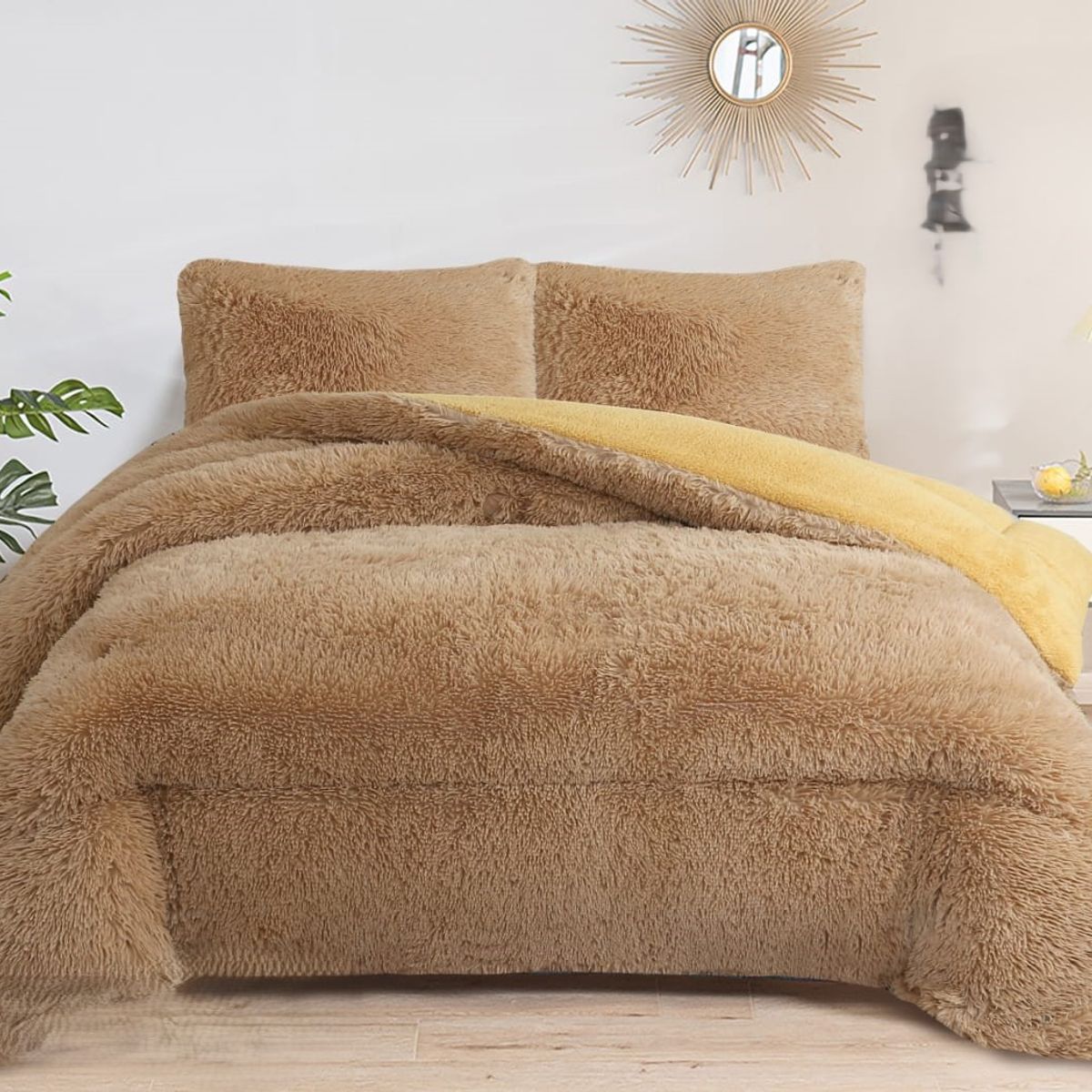 GENERICO - COBERTORES PELUDOS CAMA 2 PLAZA CAFE CLARO