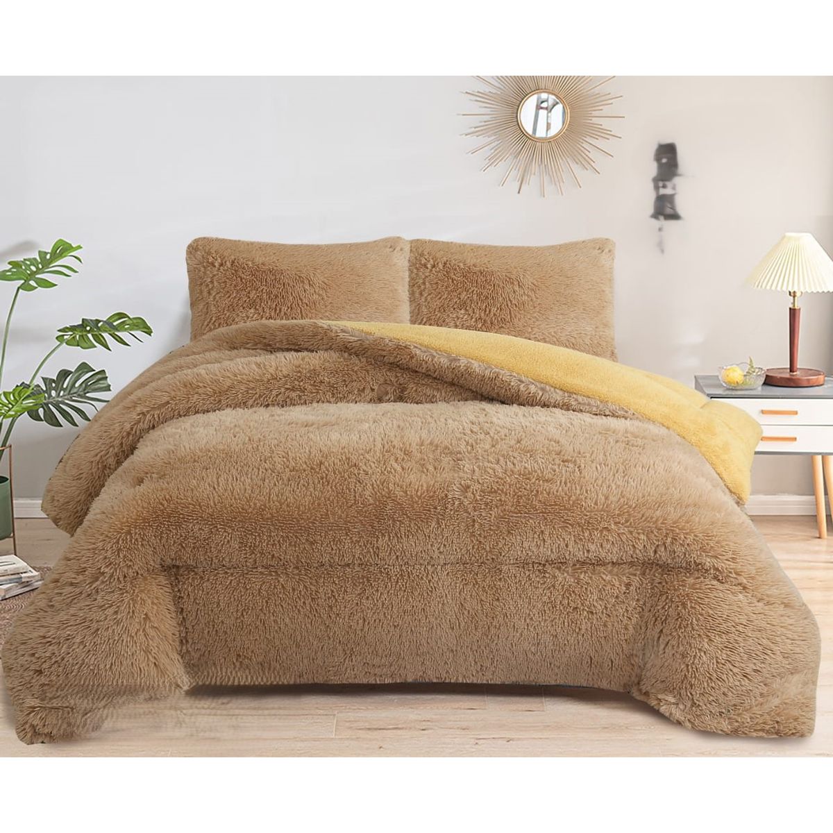 GENERICO - COBERTORES PELUDOS CAMA 2.5 PLAZA CAFE CLARO