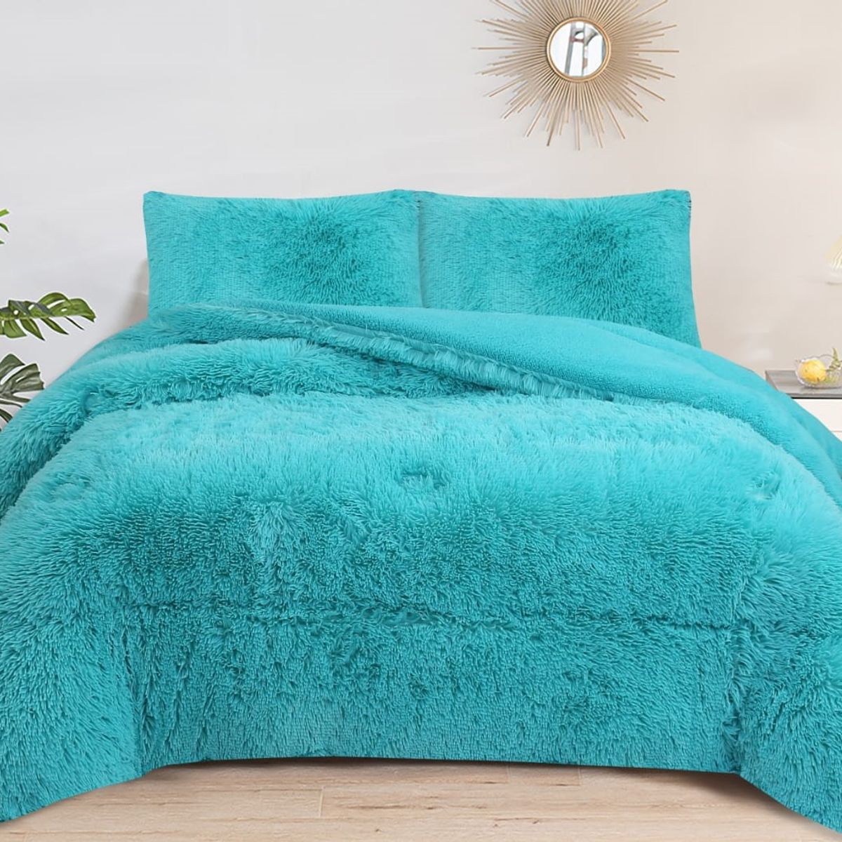 GENERICO - COBERTORES PELUDOS CAMA 1.5 PLAZA AZUL CELESTE