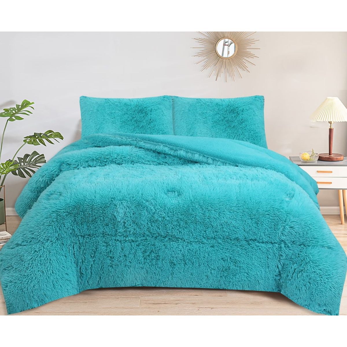 GENERICO - COBERTORES PELUDOS CAMA 1.5 PLAZA AZUL CELESTE