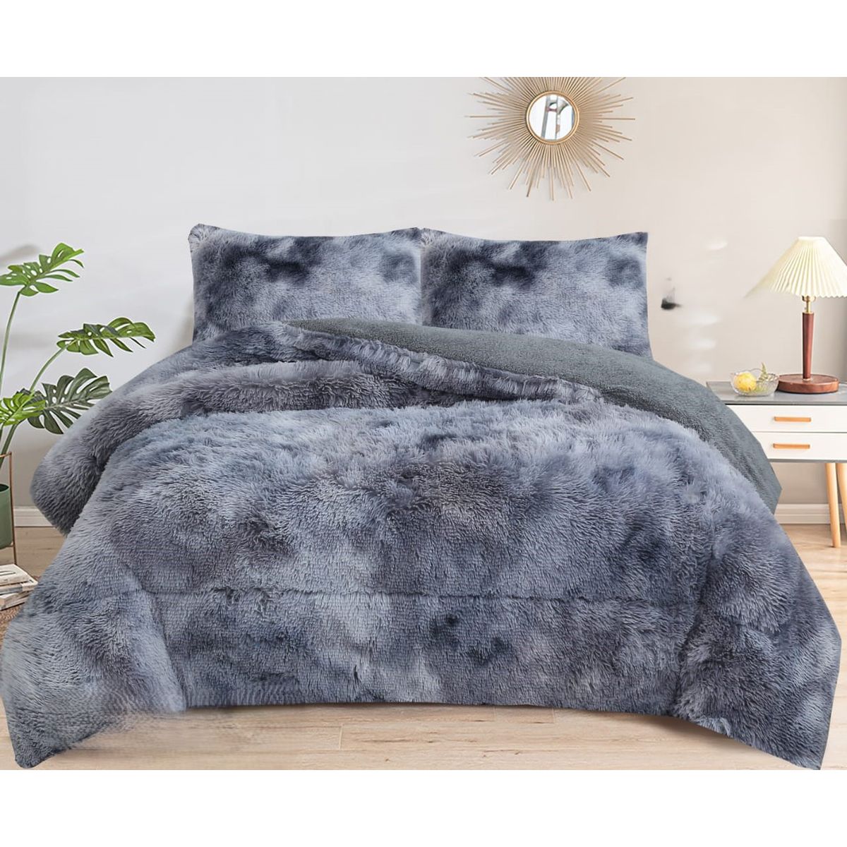 GENERICO - COBERTORES PELUDOS CAMA 2.5 GRIS JASPEADO