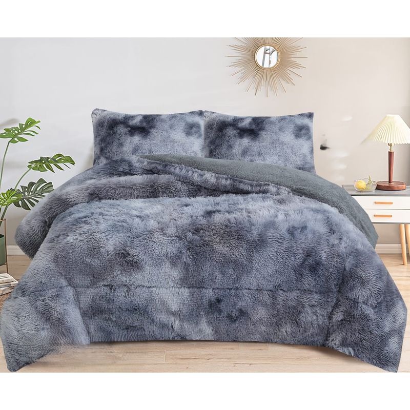 GENERICO - COBERTORES PELUDOS CAMA 1.5 PLAZA GRIS JASPEADO