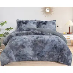 GENERICO - COBERTORES PELUDOS CAMA 1.5 PLAZA GRIS JASPEADO
