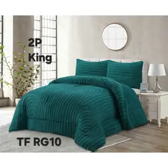 GENERICO - Cobertor de invierno con CHIPORRO TEXTURIZADO King Lineas Turquesa