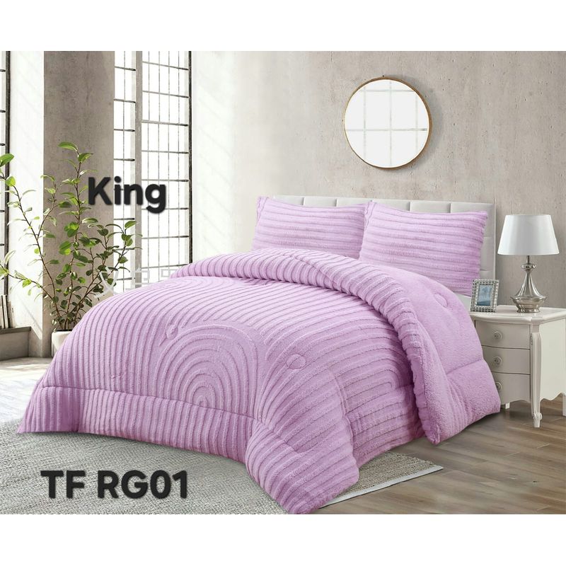 GENERICO - Cobertor de invierno con CHIPORRO TEXTURIZADO King Lineas Lila