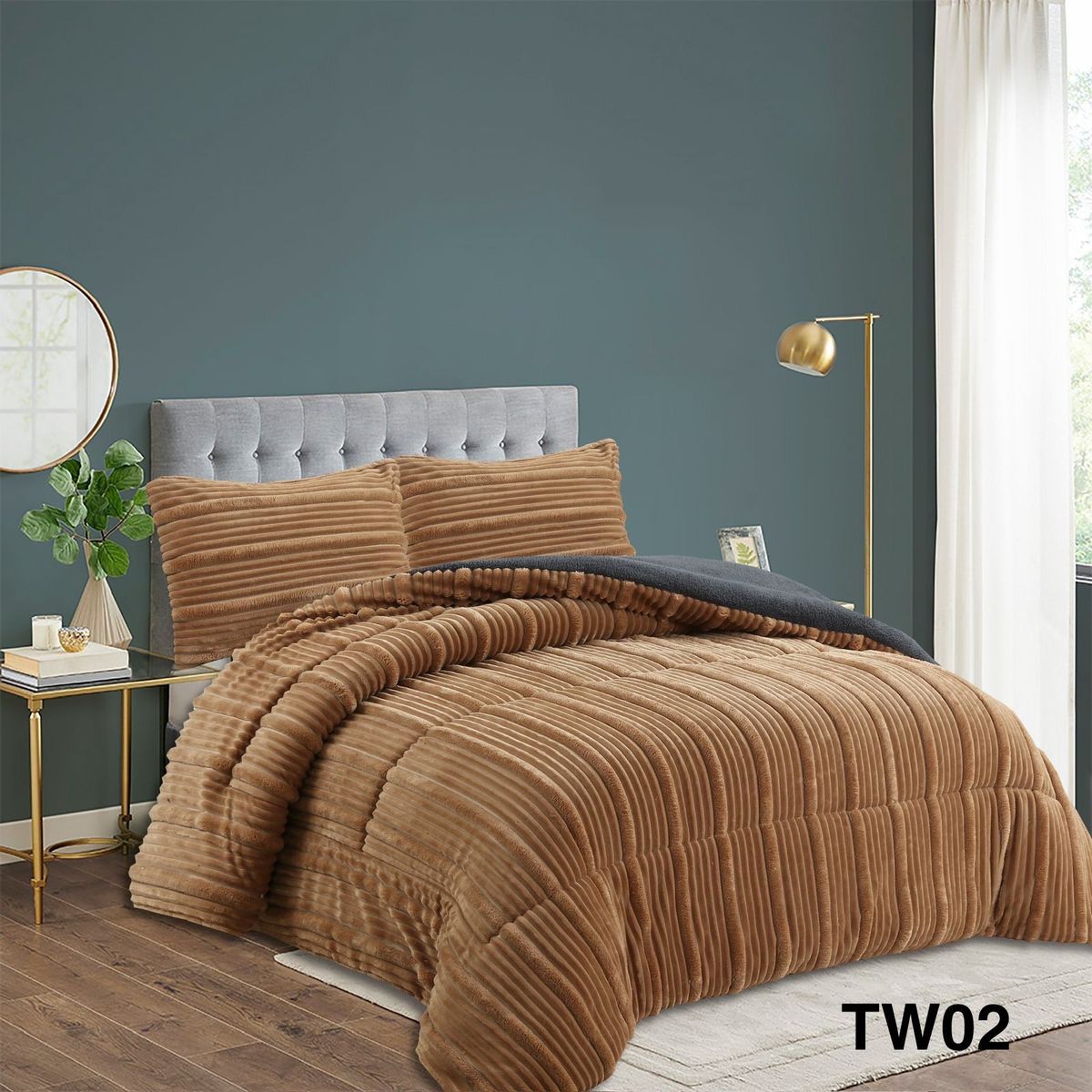 GENERICO - Cobertor de invierno con PLUSH y CHIPORRO 2 Plazas Cafe GS