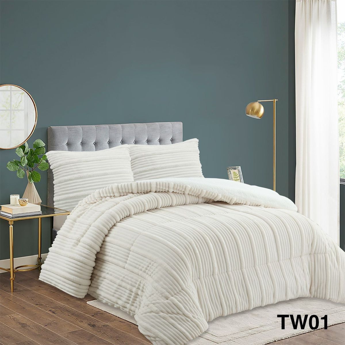 GENERICO - Cobertor de invierno con PLUSH y CHIPORRO 2 Plazas Blanco Invierno GS