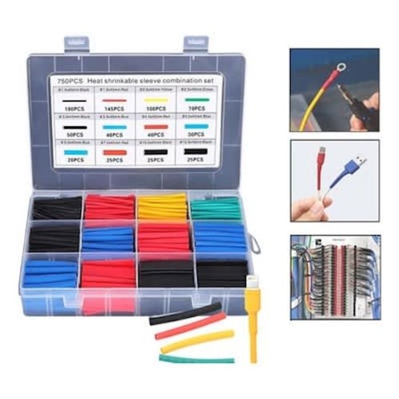 MALIK - Kit Cable Termo Retractil y Termoencogible Aislante 560 pcs