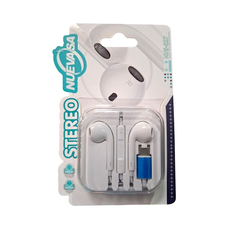 MALIK - Audífonos Estéreo Conector Type USB-C 120cm Auriculares Blanco