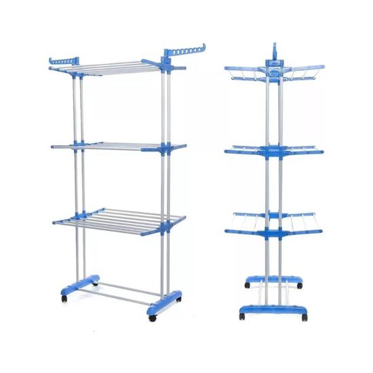 GENERICO - Tendedero colgador ropa plegable 3 niveles color azul