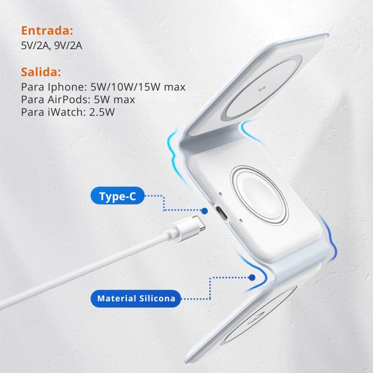 VIDITA - Cargador Inalámbrico Plegable 3 en 1 - Vidvie Original