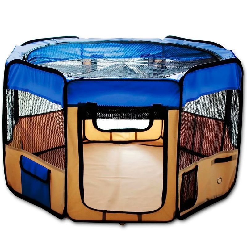 GENERICO - Corral Ligero Portátil Para Mascotas Color Azul 140X140X77cm
