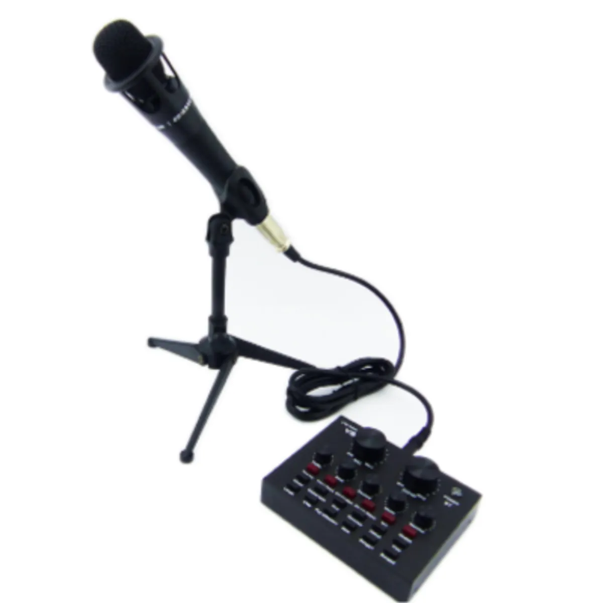 GENERICO - Kit Microfono Condensador Con Tarjeta De Sonido V8+Efecto 4 En 1