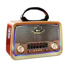 GENERICO - Radio Portátil Linterna Bluetooth Recargable Y A Pilas Retro Vintage Rojo