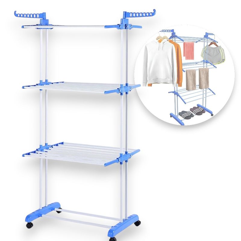 GENERICO - Tendedero De Ropa 3 Niveles Plegable Tendedero Vertical Blanco