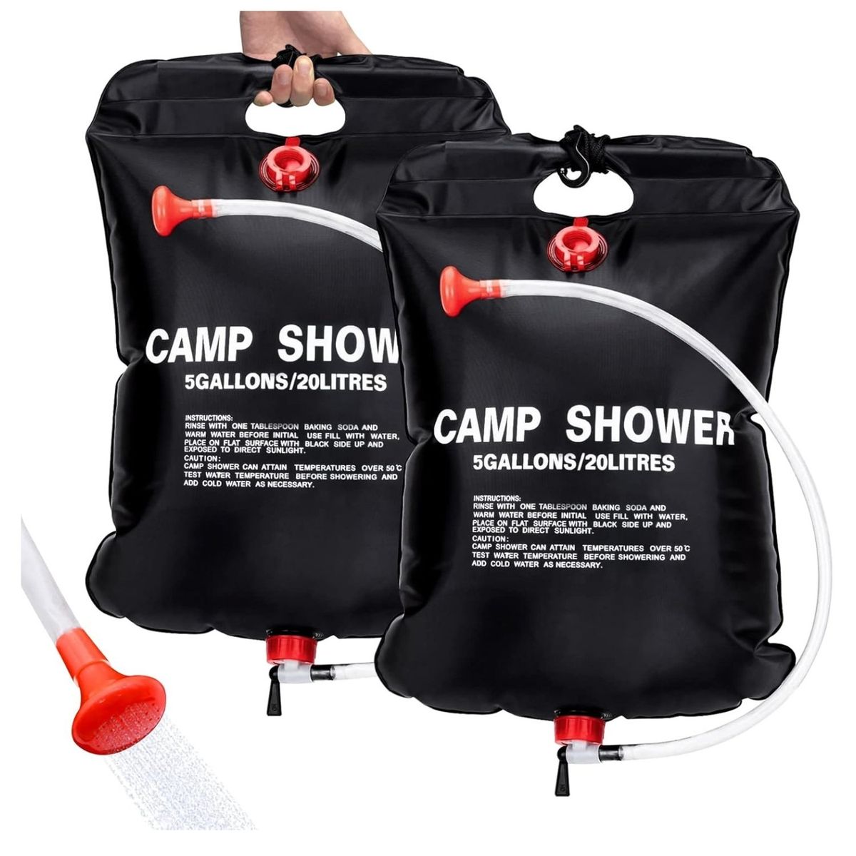 GENERICO - 2 Duchas Portátil Baño Camping Solar Outdoor 20lts