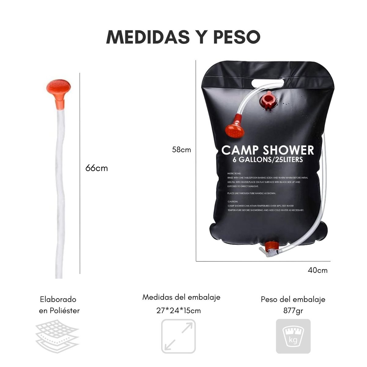 GENERICO - 2 Duchas Portátil Baño Camping Solar Outdoor 20lts
