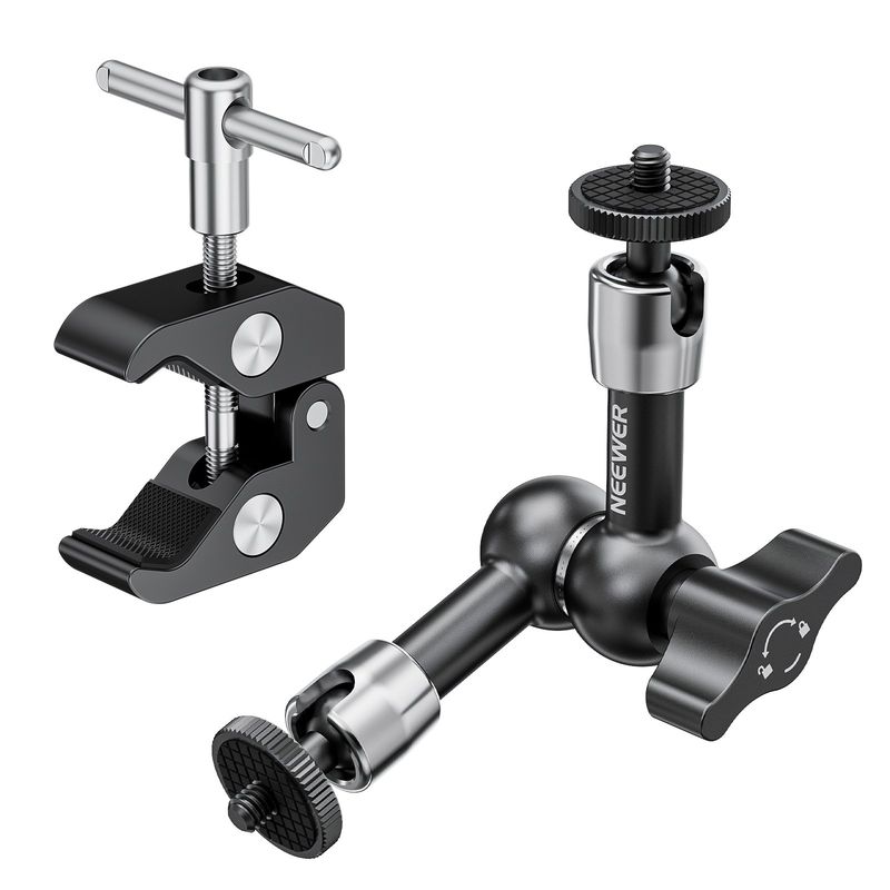 NEEWER - Super Clamp + 15cm Brazo Mágic Para Monitor Flash LED Luz Micrófono