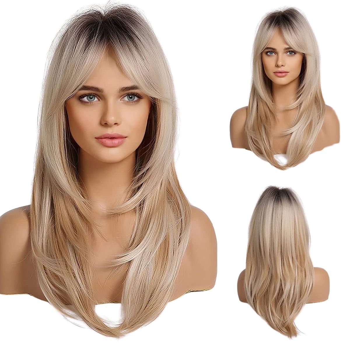 GENERICO - Peluca Rubia Mujer Pelo En Capas Protesis Capilar Realista