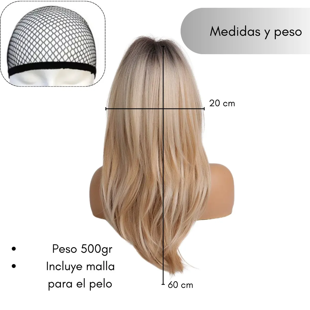 GENERICO - Peluca Rubia Mujer Pelo En Capas Protesis Capilar Realista