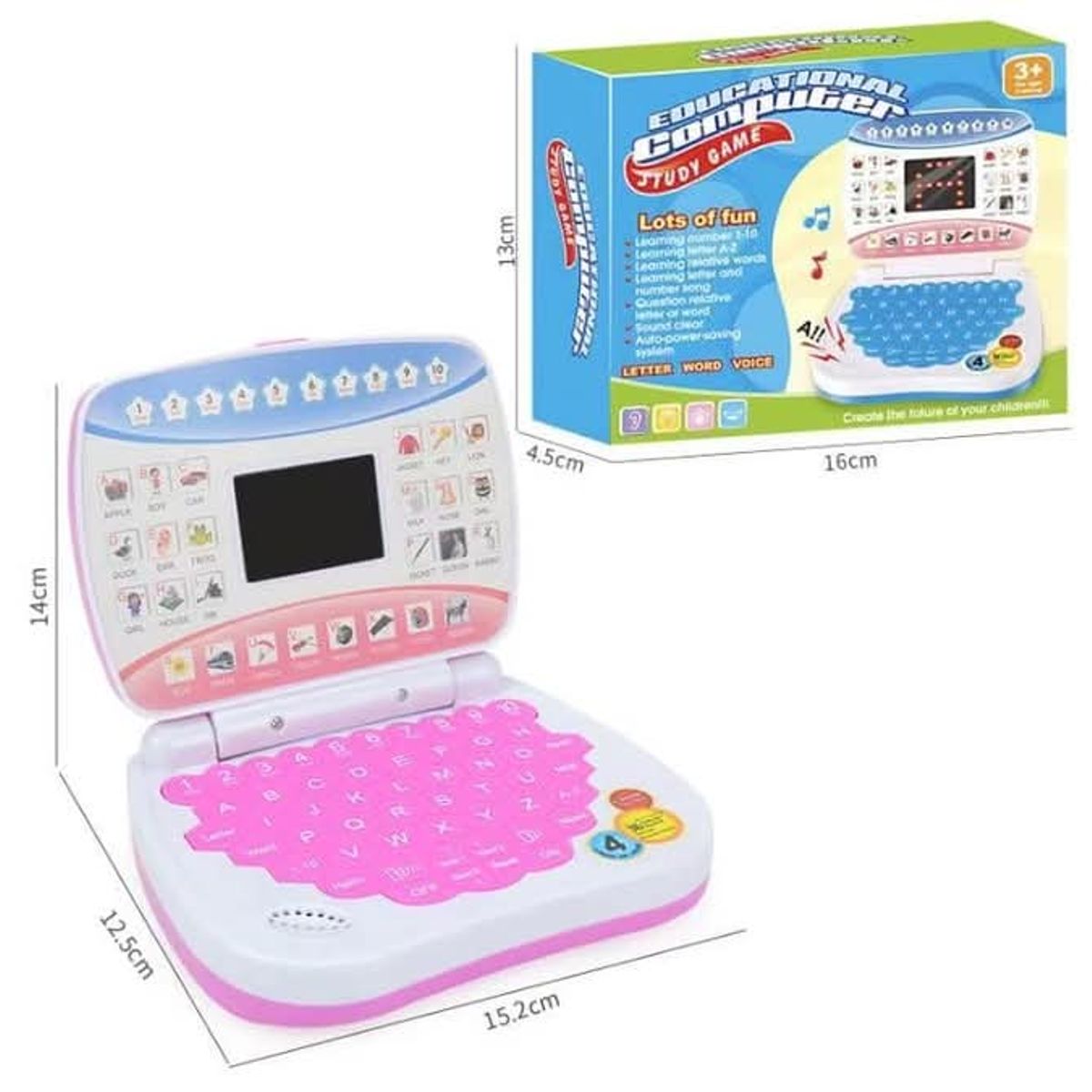 GENERICO - Juego computadora didáctico niños 14cm rosa