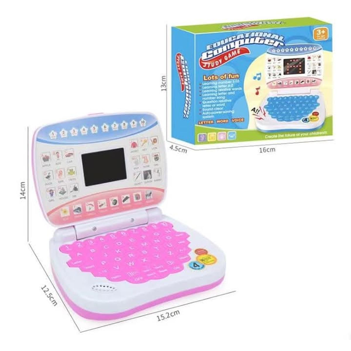 GENERICO - Juego computadora didáctico niños 14cm rosa