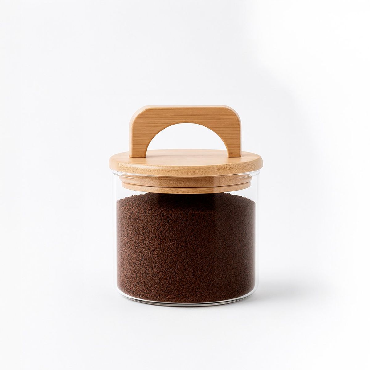 GENERICO - Frasco Contenedor Hermético Vidrio Tapa Asa Bambú 650ml