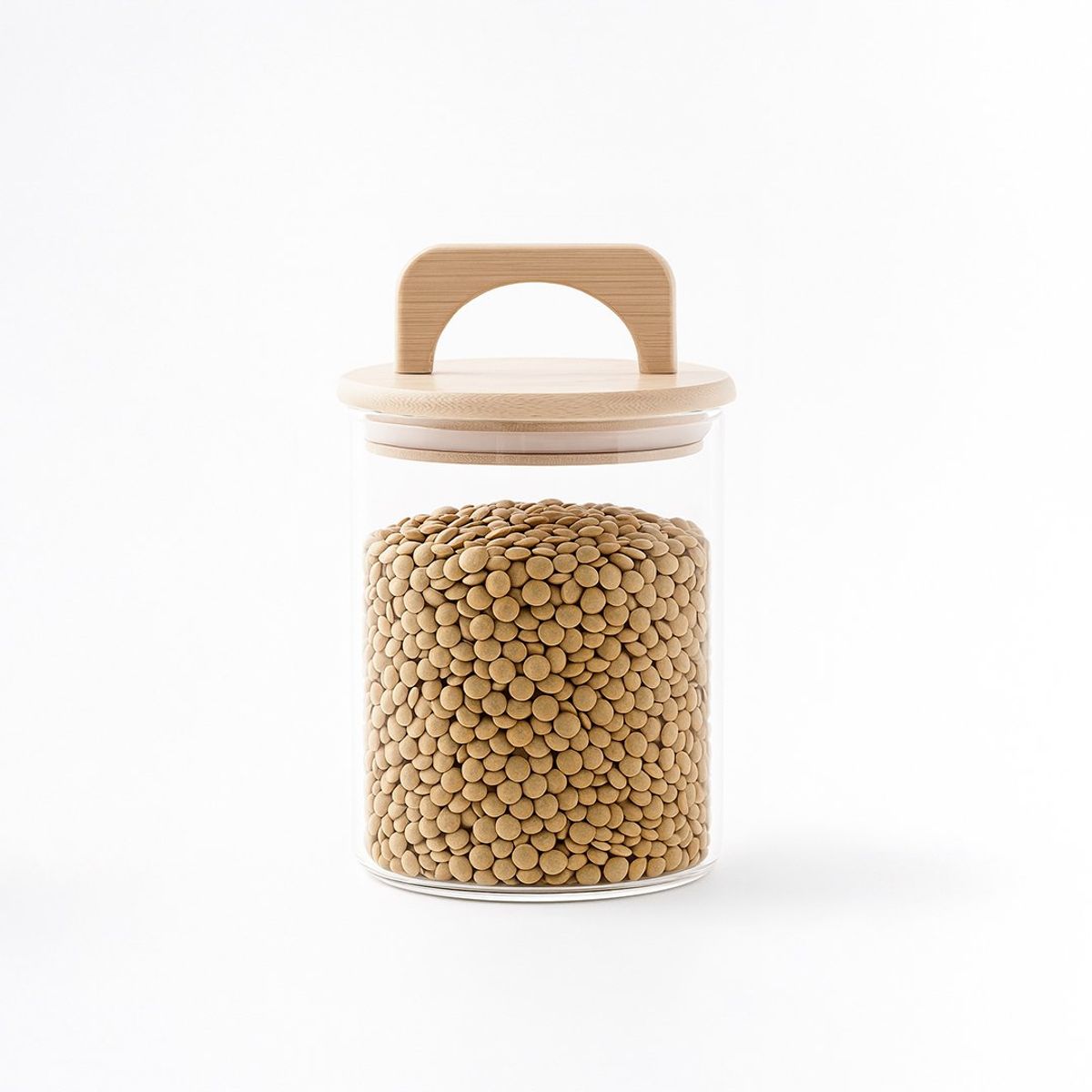 GENERICO - Frasco Contenedor Hermético Vidrio Tapa Asa Bambú 800ml