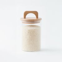 Frasco Contenedor Hermético Vidrio Tapa Asa Bambú 1000ml