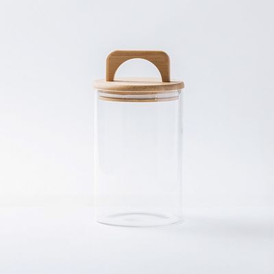 Imagen 2 del producto Frasco Contenedor Hermético Vidrio Tapa Asa Bambú 1000ml