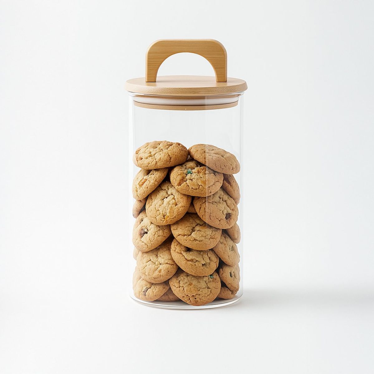 GENERICO - Frasco Contenedor Hermético Vidrio Tapa Asa Bambú 1400ml