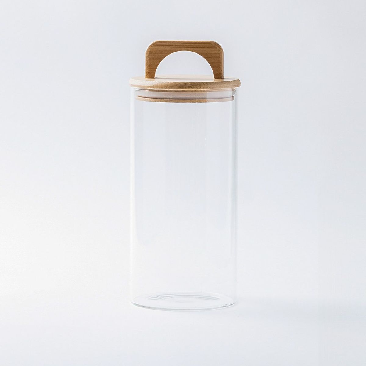 GENERICO - Frasco Contenedor Hermético Vidrio Tapa Asa Bambú 1400ml