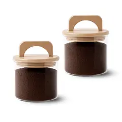 GENERICO - Pack 2 Contenedores Herméticos Vidrio Tapa Asa Bambú 650ml