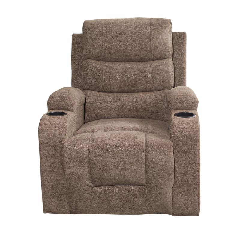 ECOMUSO - BERGERE BIG BOSS MASAJE Y ELEVACION RECLINABLE ELECTRICO TELA CAFE