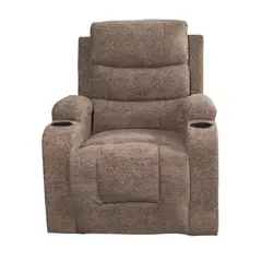 ECOMUSO - BERGERE BIG BOSS MASAJE Y ELEVACION RECLINABLE ELECTRICO TELA CAFE