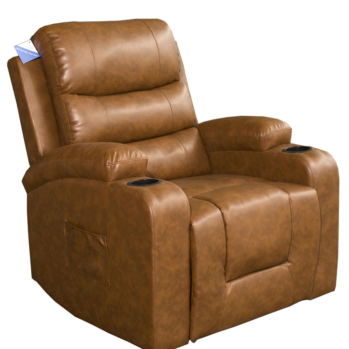 ECOMUSO - BERGERE BIG BOSS MASAJE Y ELEVACION RECLINABLE ELECTRICO PU COFFE