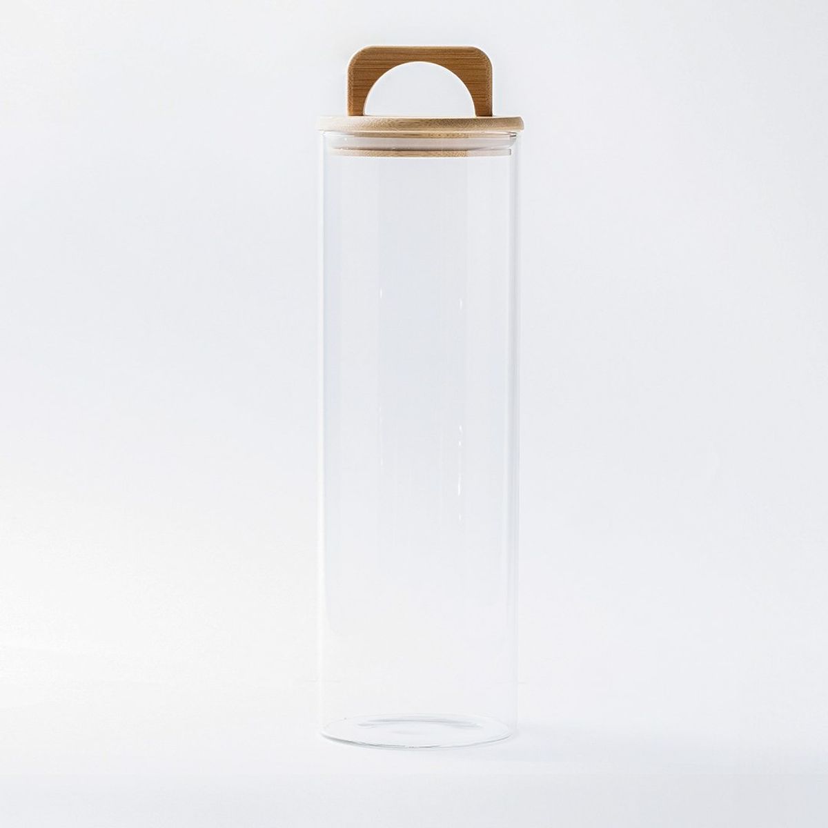 GENERICO - Pack 4 Contenedores Herméticos Vidrio Tapa Asa Bambú 2200ml