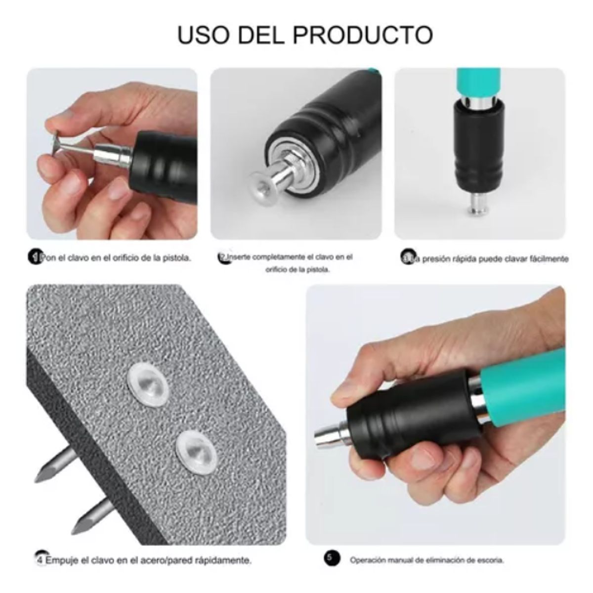 GENERICO - Pistola De Fijación De Pared,acero,madera  + 100clavos