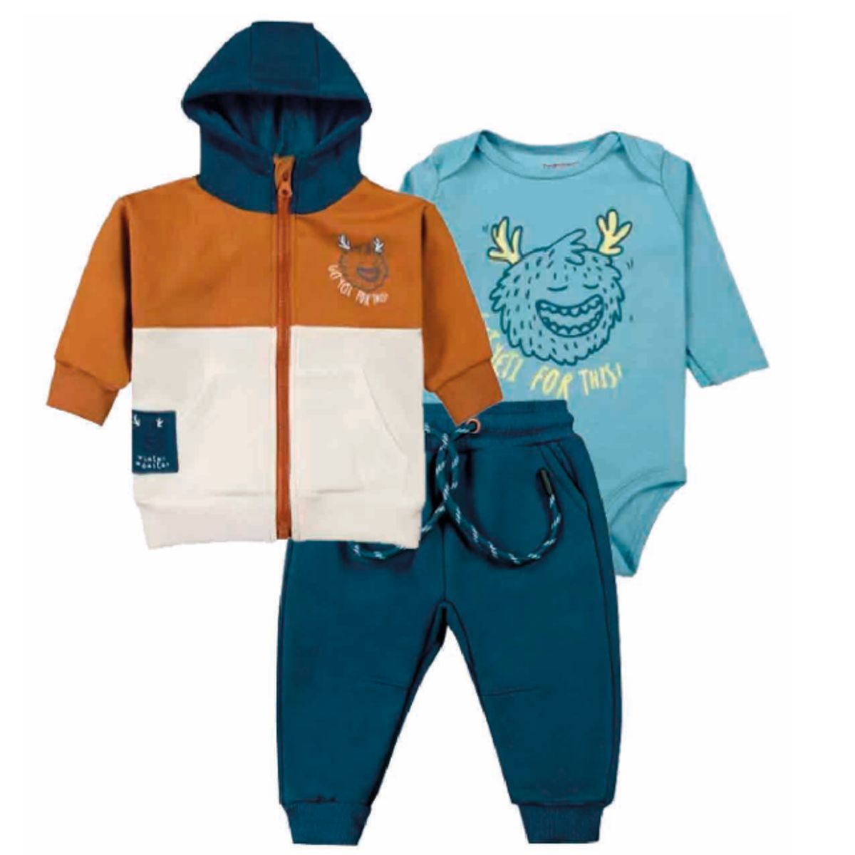 TEDMIMAK - BUZO DE BEBE ALGODON AFRANELADO  3 PIEZAS