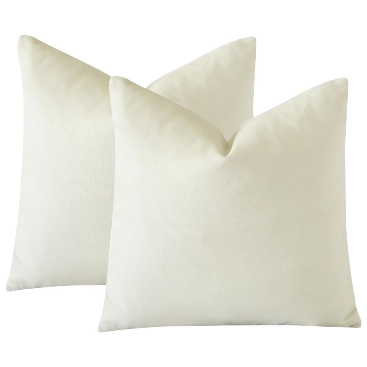 GENERICO - Pack de 02 Fundas De Cojín de Terciopelo con Liso Crema.