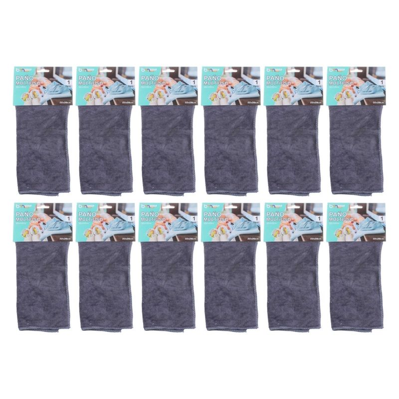 GENERICO - Set 12 Paños de Limpieza Gris de Microfibra 22x28 cm