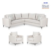 Living 311 Seccional + 2 Poltronas con resortes Zanzibar crudo