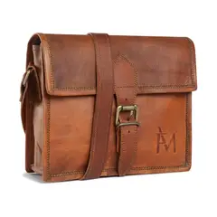 FRANZ MOSSI - Bolso Bandolera De Cuero Natural Marrón Versión Grande