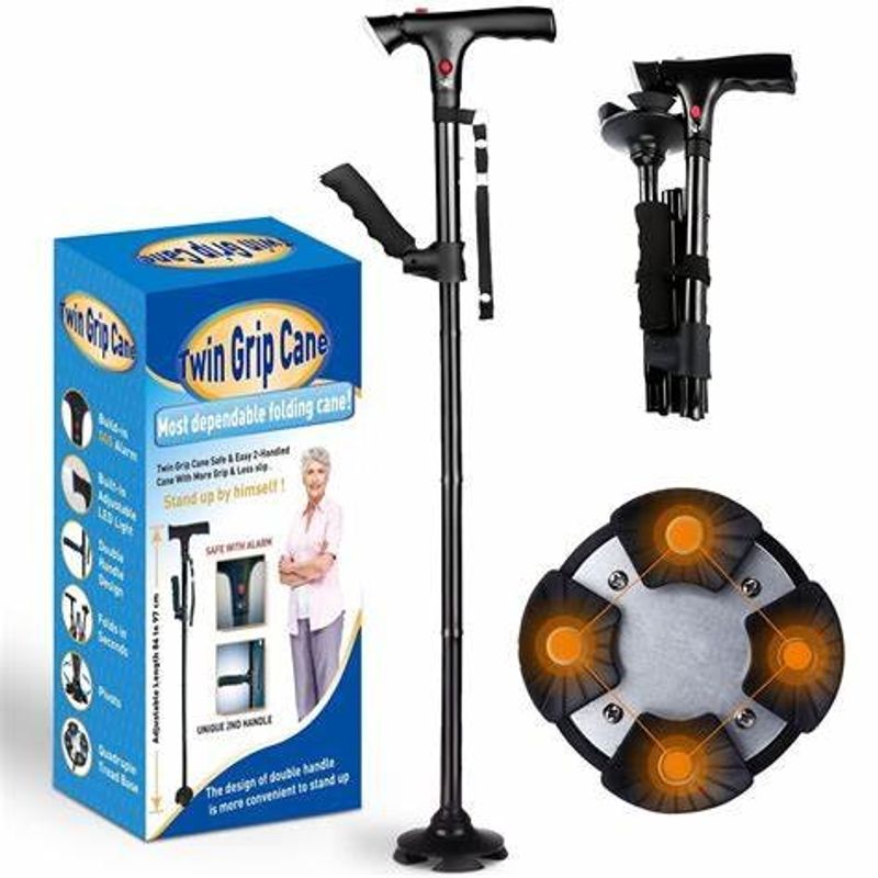 GENERICO - Bastón Plegable Ortopédico, Luz Led, 4 puntos de  Apoyo