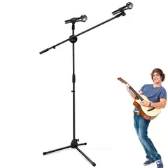 GENERICO - Ajustable 75-115cm Soporte Para Micrófono Con 2 Clips