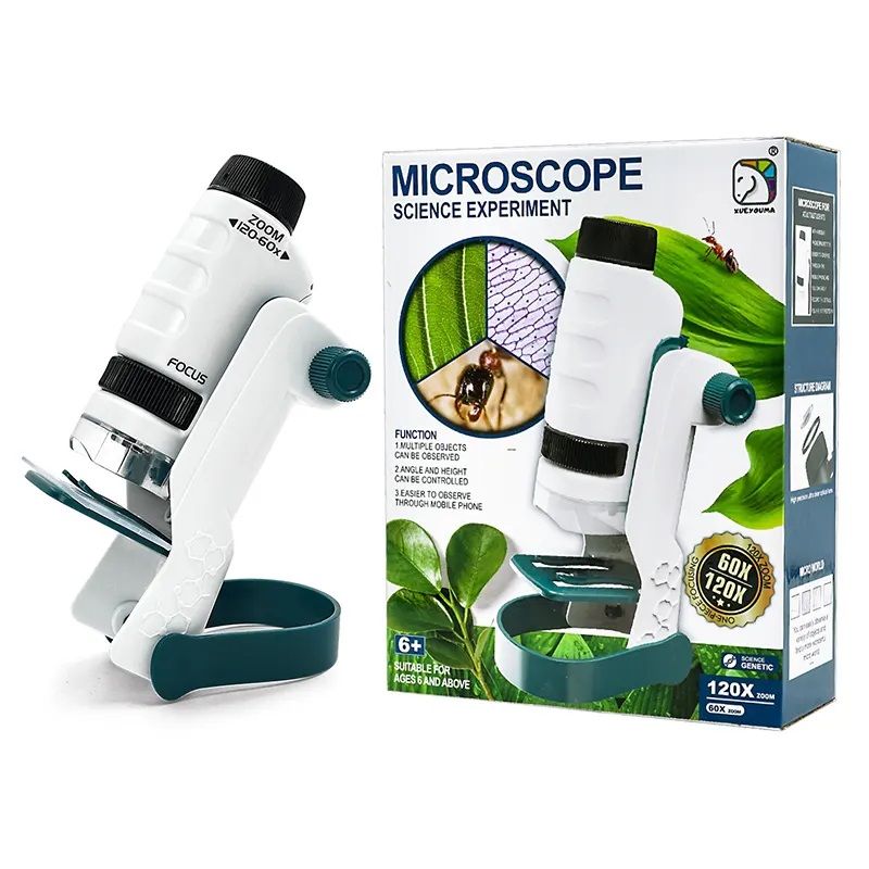 STARTECHOFFICE - Microscopio 3 en 1 Educativo Infantil 120X Luz LED Integrado