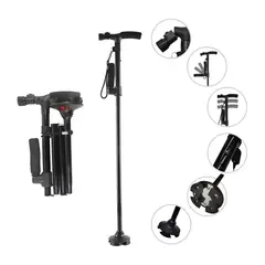 MOVI - Bastón Plegable Con Luz Led Y 4 Puntos De Apoyo