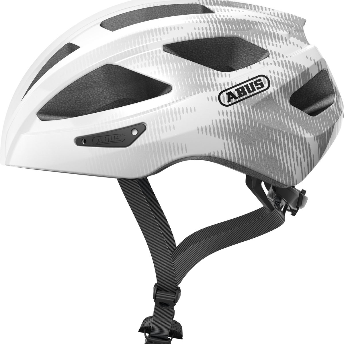 ABUS - Casco Bicicleta Macator Blanco Plata Talla L 58-62cm